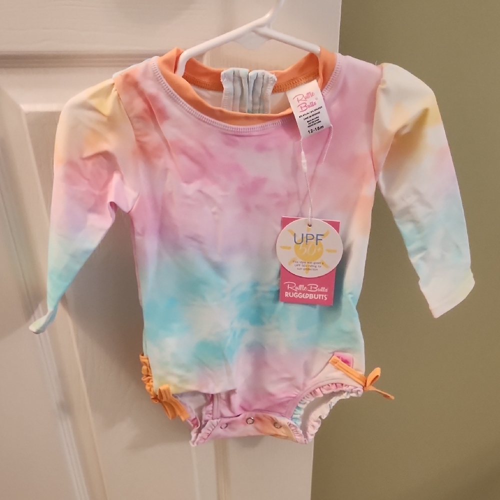 Ruffle Butts Pastel Tie-Dye Swimsuit 12-18 months